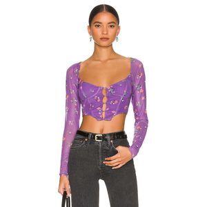 New *FLAW* AFRM Grecian Top in Violet Bouquet Size S REVOLVE MSRP $48